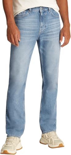 Tommy Jeans Herren Jeans Hose Ryan Regular Straight Fit, Blau (Denim Light), 38W/32 im Sale